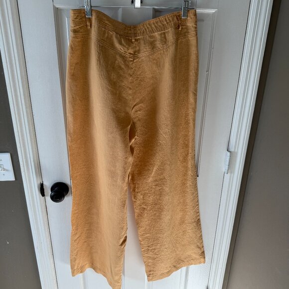 Mango women's linen high rise wide leg linen pant, size 8, mustard yellow color - Picture 2 of 5